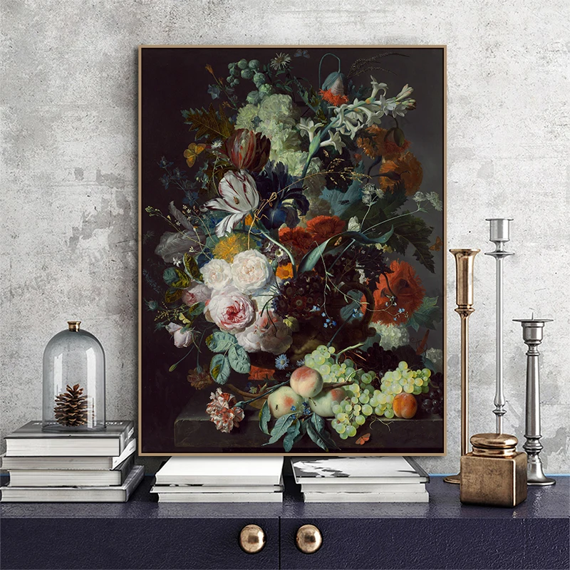 

Classic Vintage Flowers and Plants Still Life Canvas Prints Poster Wall Pictures for Living Room Decoration Wall Decor