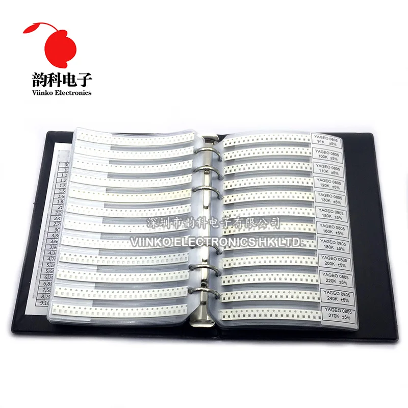 0805 5% SMD образец резистора Book 1/8W 0R-20M 177valuesx50pcs = комплект резисторов 8850pcs 0R ~ 20M 1R-20M |