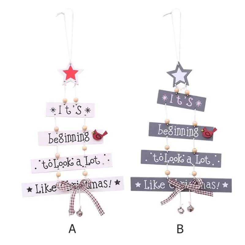 1PC Wood Christmas Tree Ornament Wooden Pendant Xmas Gift Noel Decoration for Home Navidad 2019 | Дом и сад