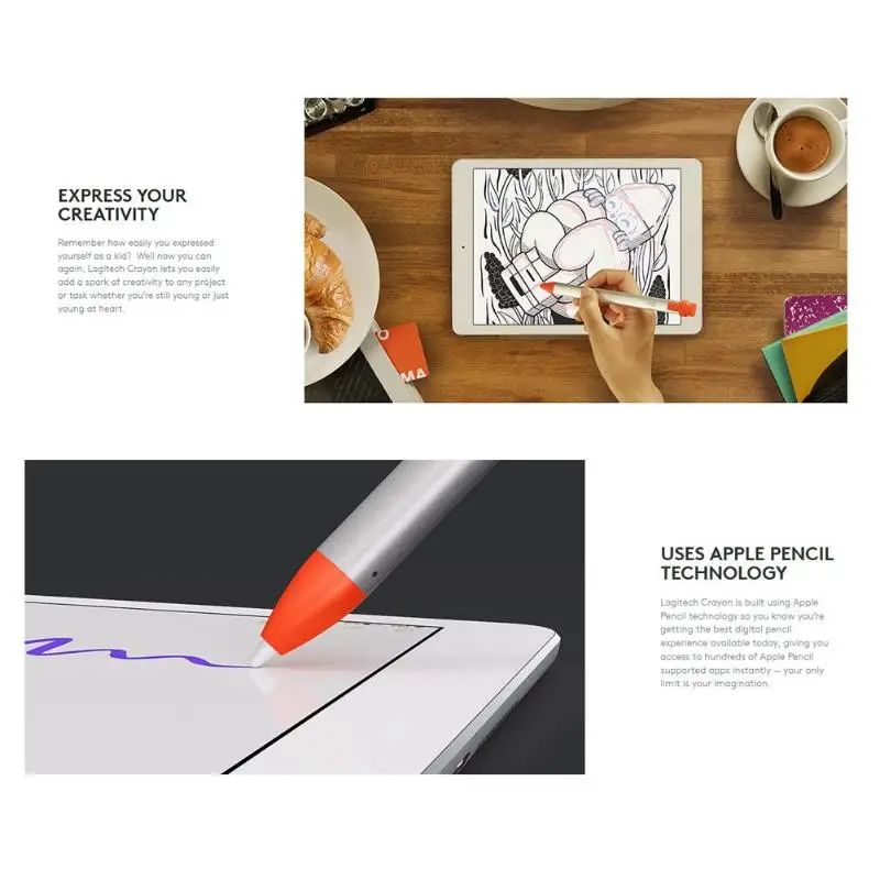 Стилус-карандаш logitech Crayon для iPad Pro 11/12. 9 Mini 5th Gen Air 3rd Gen