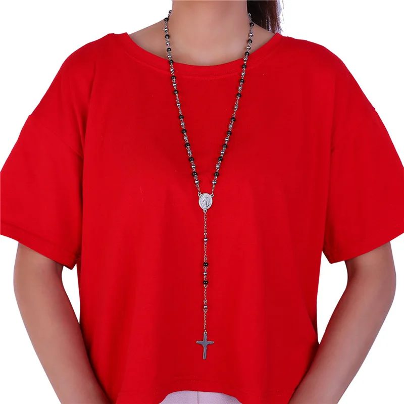 Женское Ожерелье Collare Rosary золотое/черное ожерелье из нержавеющей стали 316L