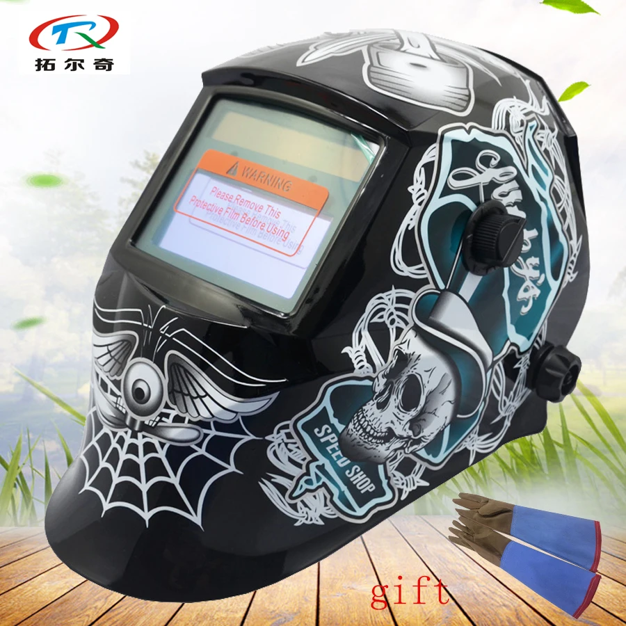 

Полностью автоматическая сварочная маска с длинными перчатками авто затемнение сварочный шлем Солнечная энергия внутренняя батарея MIG TIG ...