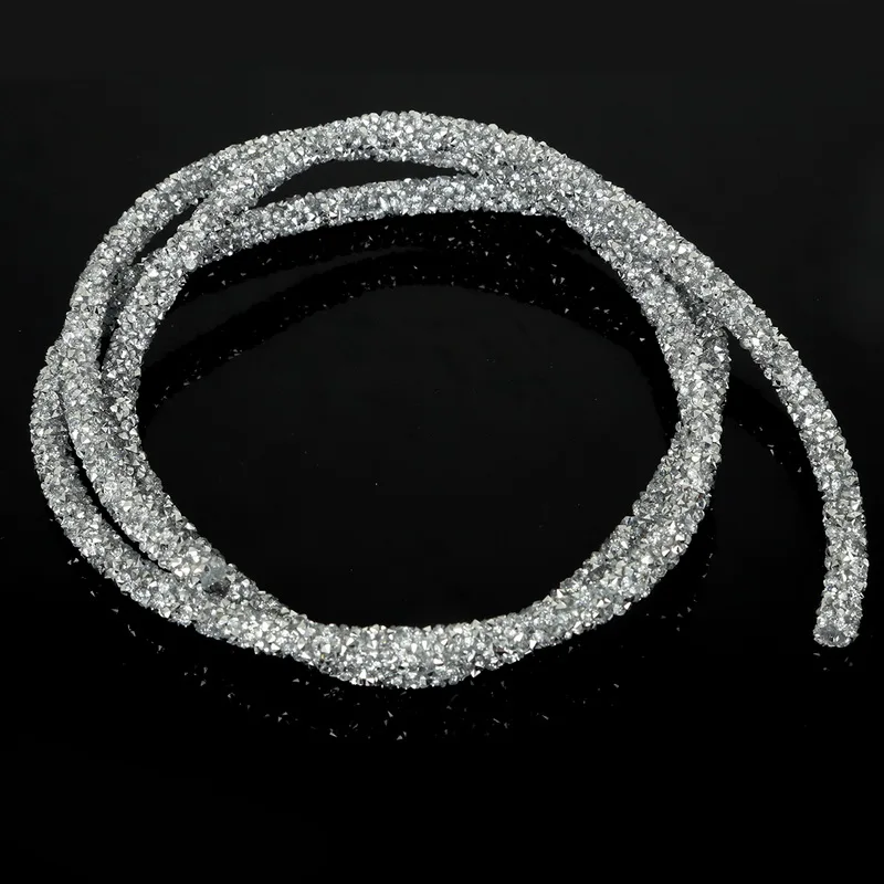 Silver 1 м/лот, 7 мм, модная мягкая трубка, ювелирный шнур, веревка, стразы из смолы, для изготовления ювелирных изделий, ожерелье, браслет, сделай сам - Цвет: Silver