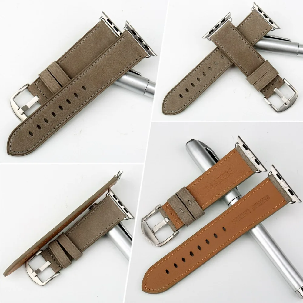 Ремешок для часов MAIKES из натуральной кожи Аксессуары Apple Watch 4 Band 44 мм 40 и Bands 42 38 iWatch