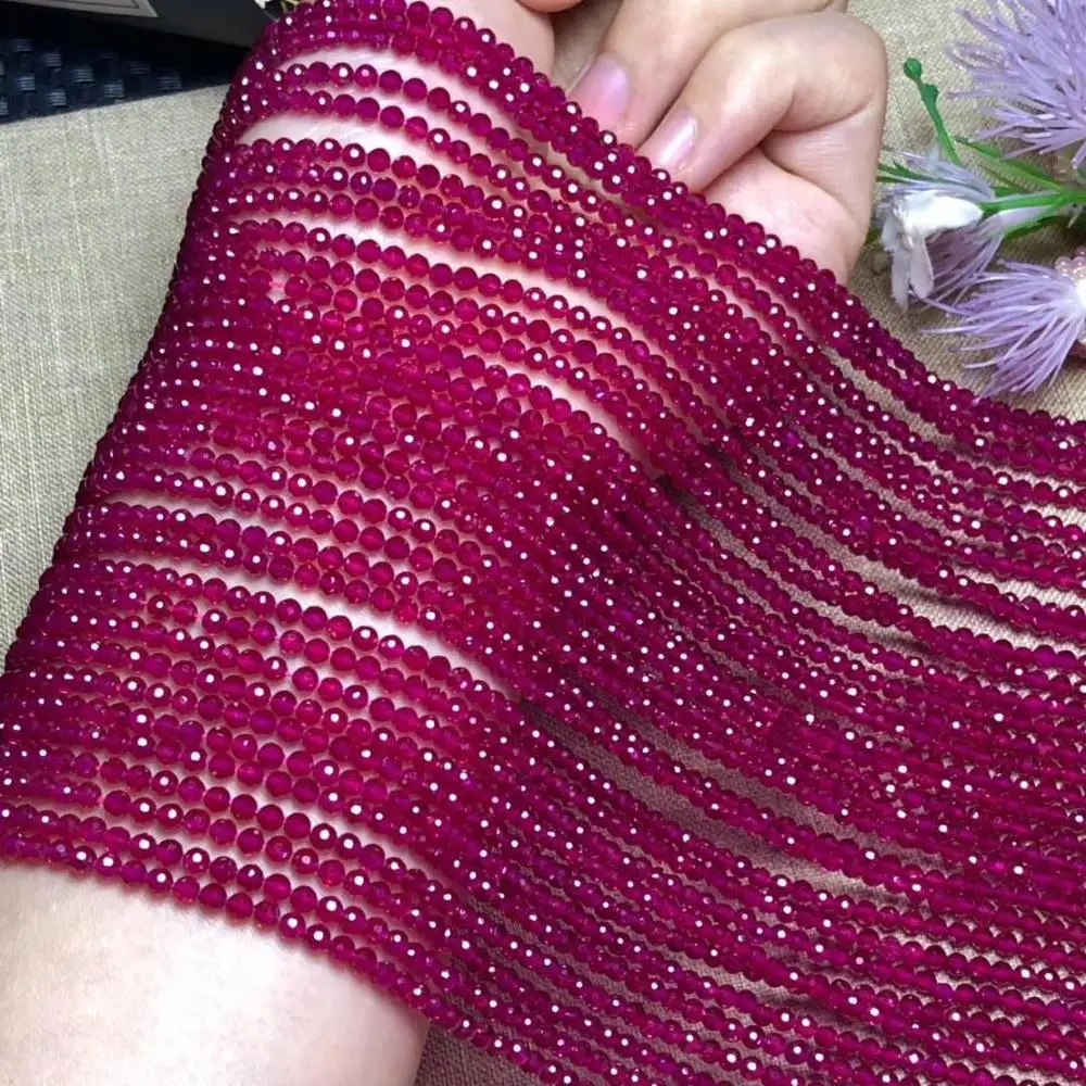 Круглые граненые шарики из натуральной Красной шпинели 3 мм 14 дюймов для