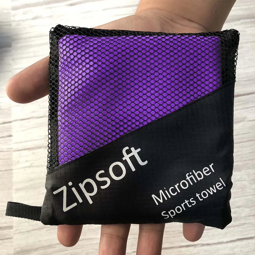 Фиолетовый Zipsoft, быстросохнущее полотенце для путешествий, ультралегкое компактное полотенце для плавания, микрофибра, для рук, для спортзала, кемпинга, туризма, антибактериальное - Цвет: Фиолетовый