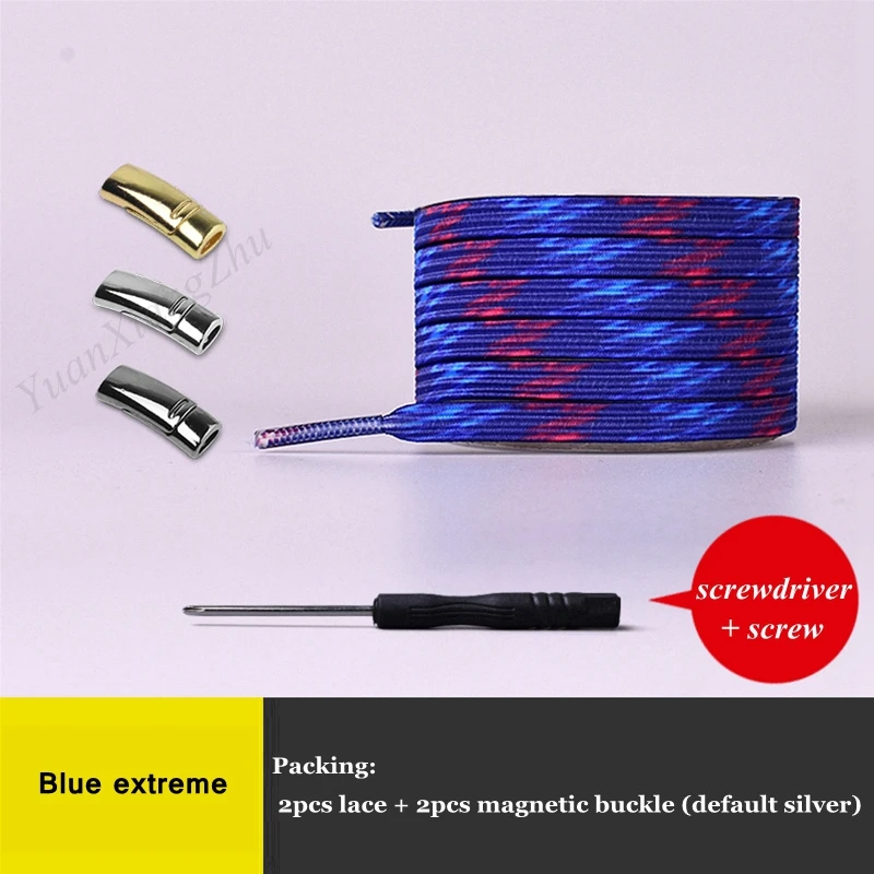 Blue extreme 1 пара магнитных шнурков на плоской подошве, эластичные фиксирующие кроссовки, шнурки, специальные креативные шнурки для детей и взрослых, шнурки унисекс - Цвет: Blue extreme