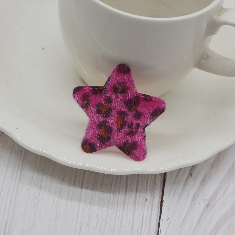 4.5cm Children's hair Clip Accessories Cloth appliques DIY Handmade leopard print star patch applique | Дом и сад