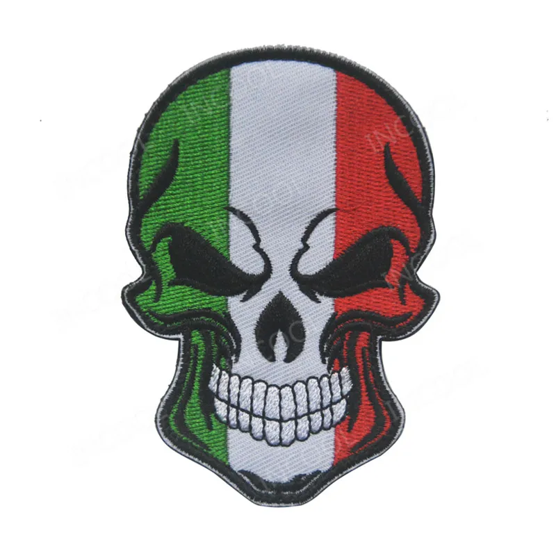 Skull 2 Embroidery Нашивка с вышивкой, итальянский флаг, армейский военный тактический боевой дух, нашивки, эмблема, Аппликации, итальянский Карабинеры, резиновые вышитые значки - Цвет: Skull 2 Embroidery