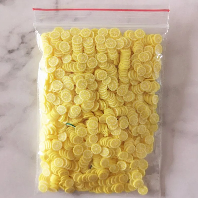 5mm Lemon 1KG 1 кг, Чарующее ювелирное поставки слаймов комплект пушистый Ломтики Полимерная DIY прозрачный клейкие аксессуары скольжения Шпатлёвки глиняные игрушки для детей - Цвет: 5mm Lemon 1KG