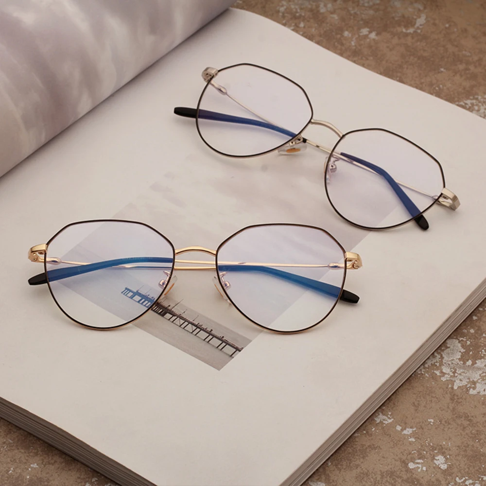 

Mens Metal Eyeglasses Frames Women Irregular Computer Protect Eyewear Spectacles Reading Glasses Frames 9043OLO