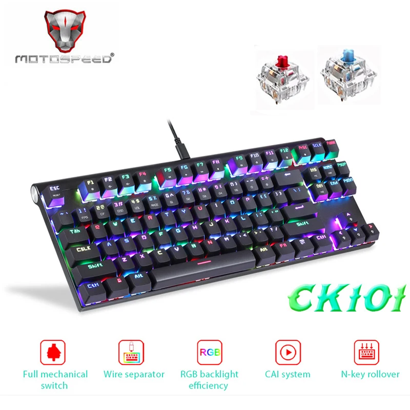 Motospeed CK101 USB игра с подсветкой геймерская механическая клавиатура RGB для