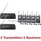 Беспроводная система контроля Takstar WPM-200 UHF, 50 м дальность передачи, стерео наушники-вкладыши, гарнитура, 2 передатчика, 5 приемников