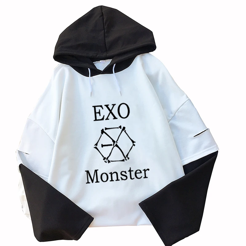Толстовка EXO с длинным рукавом в стиле Kpop осенние женские пуловеры капюшоном и