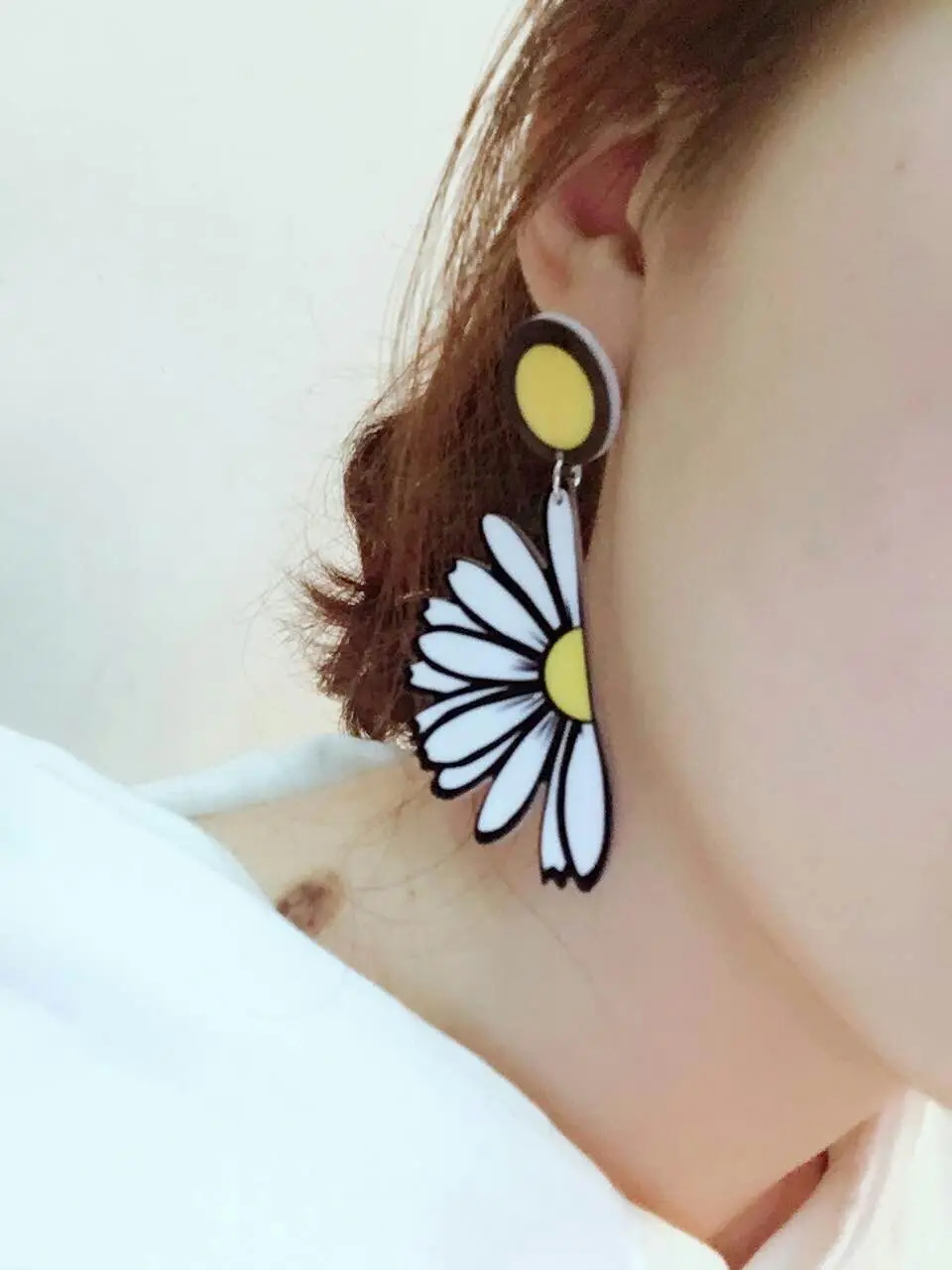Новые женские полумаргаритки цветы акриловые серьги Boho большие длинные подвески