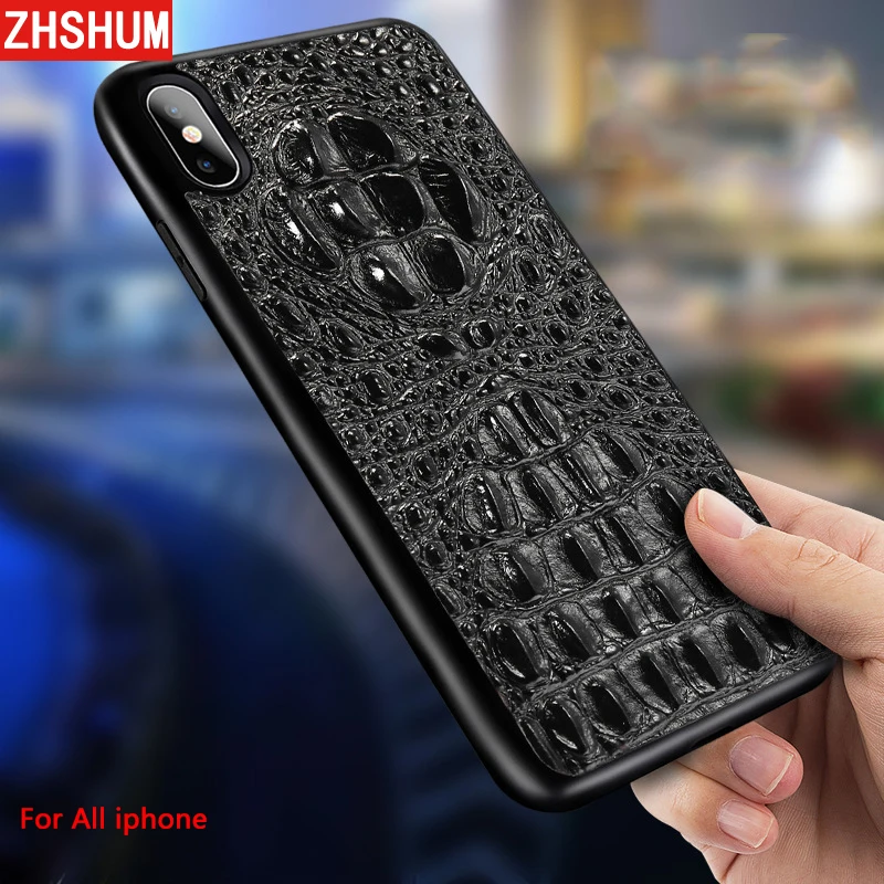 Чехол из натуральной кожи для Iphone XS MAX XR X чехол крокодиловой роскошный ручной