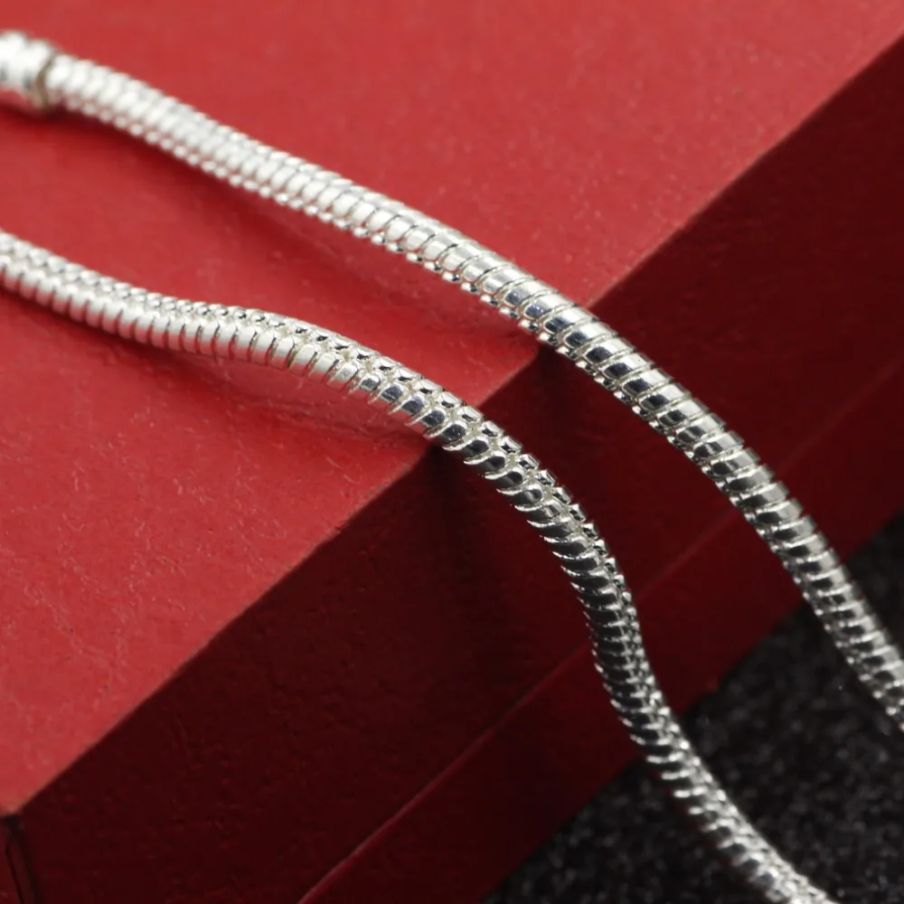 Genuine Solid 925 Sterling Silver Classic Round Snake Chain Necklace.Men's gift .snake bone chain coarse 3mm 18inch-24inch | Украшения