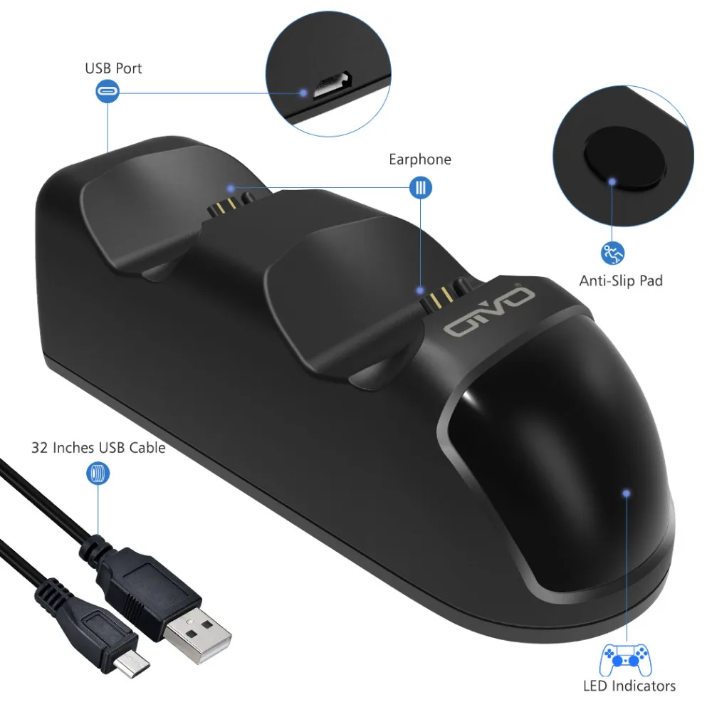 Зарядная док станция для контроллера PS4 зарядная Play Station 4 двойная подставка с