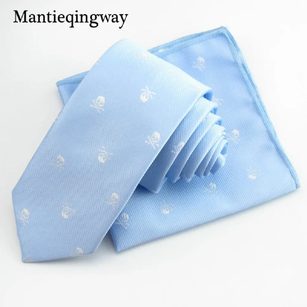 07 Mantieqingway 6 см мужской галстук носовой платок Набор Череп шаблон для худой шеи галстуки для Свадьба Костюмы платок галстук наборы Noeud Papillon - Цвет: 07