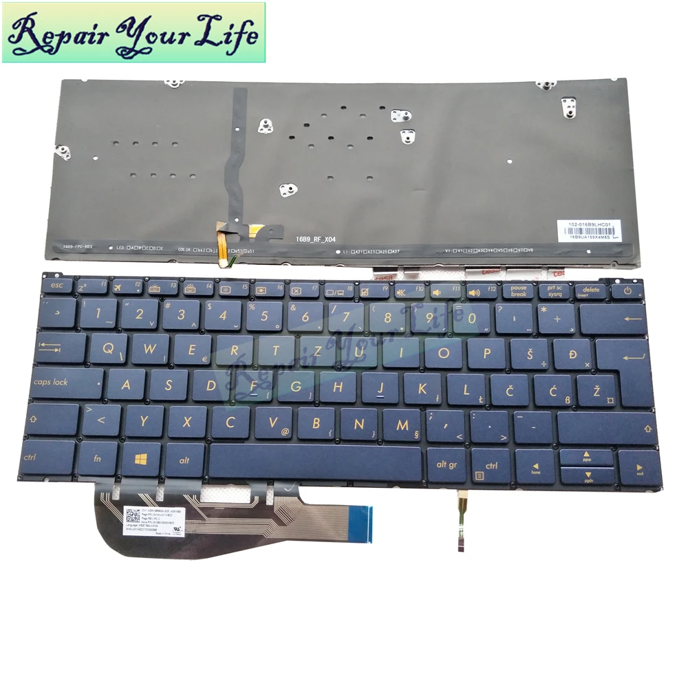 

Repair You Life laptop keyboard for Asus ZenBook 3 UX390UA UX390 Croatia standard WB SV with backlit Navy Blue keyboard new