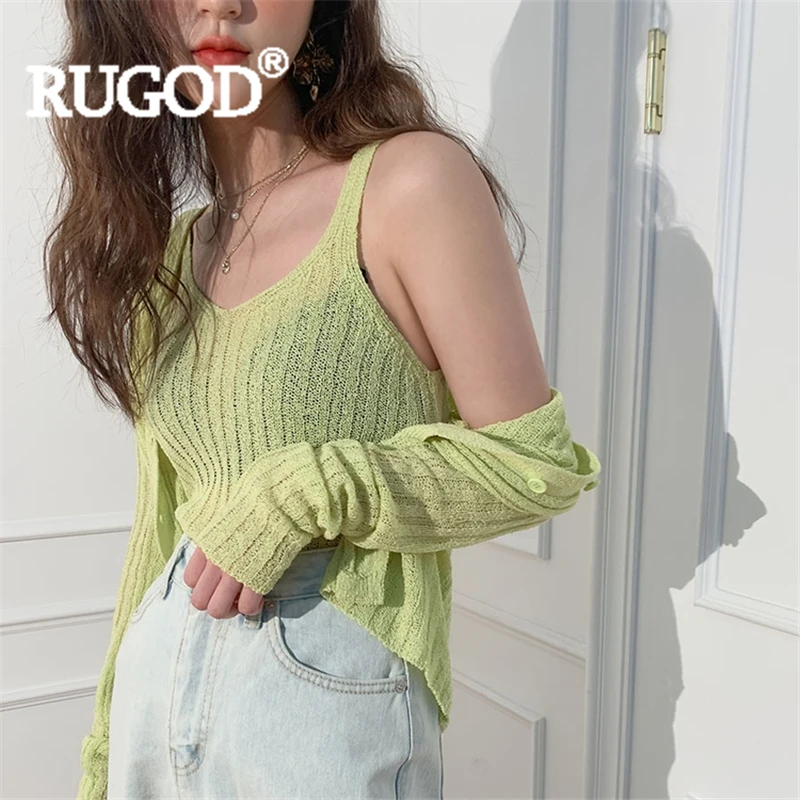 RUGOD/женский кардиган + камзол комплект из 2 предметов Повседневный Спортивный