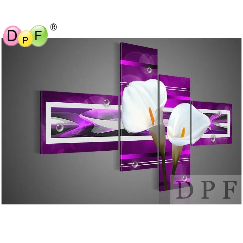 3D фиолетовый Калла Лилия Diy Бриллиантовая украшающая картина квадратные Стразы