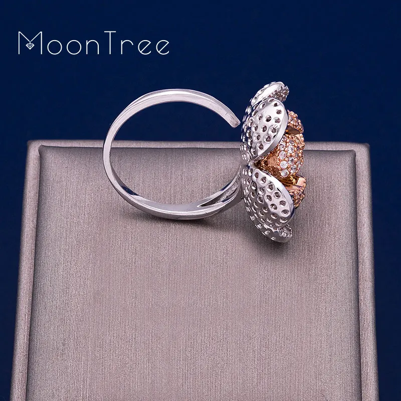MoonTree 22 мм Роскошный цветок лист лотоса роскошный кубический циркон женские