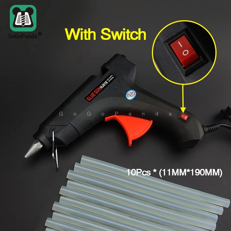With switch 100 вт DIY горячего расплава клея пушка черный палочки триггера художественные промыслы, инструмент для ремонта с светильник GG-5 110 V-240 V - Цвет: With switch
