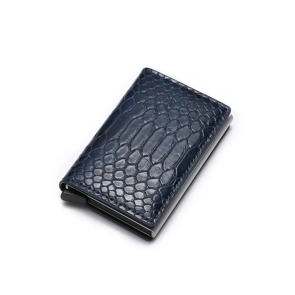 ZF001 Dark Blue BISI GORO RFID ID держатель карты pu кожа высокого качества чемодан карты бумажник алюминиевый ящик тонкий мини визитница - Цвет: ZF001 Dark Blue