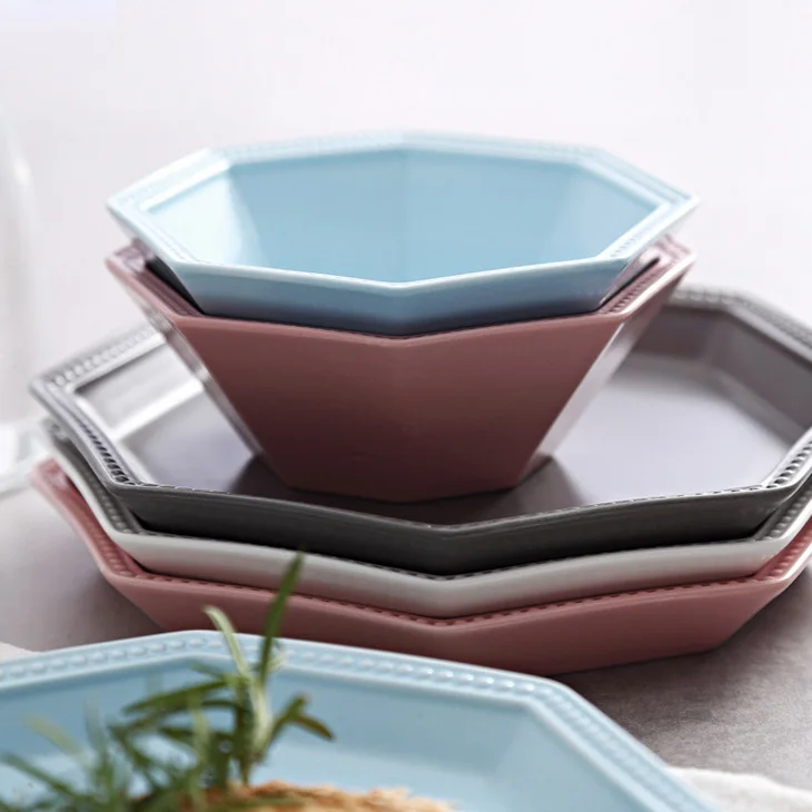 Европейский дизайн геометрия керамические плиты торт посуда ярких цветов