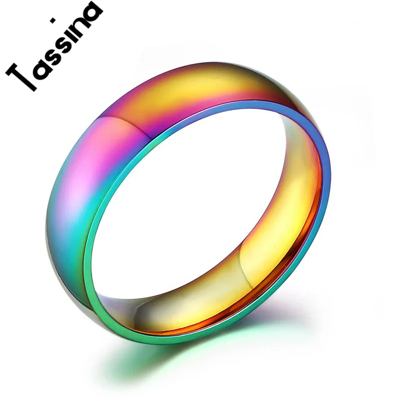 Радужное кольцо из нержавеющей стали унисекс TNR105|rainbow ring|ring weddingring men |