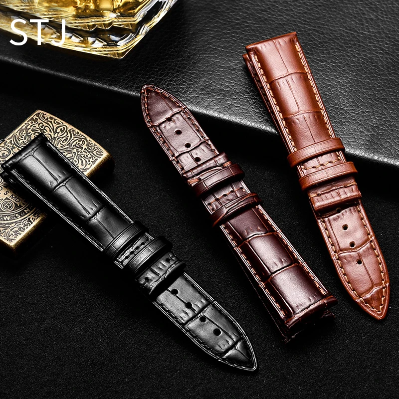 Кожаный ремешок для часов STJ Tissot/Seiko 14/16/18/19/20/21/22 мм | Наручные часы