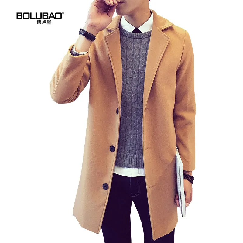 Новое Прибытие Зима Мужчины Полушерстяные Пальто Бренд Одежды Качества для