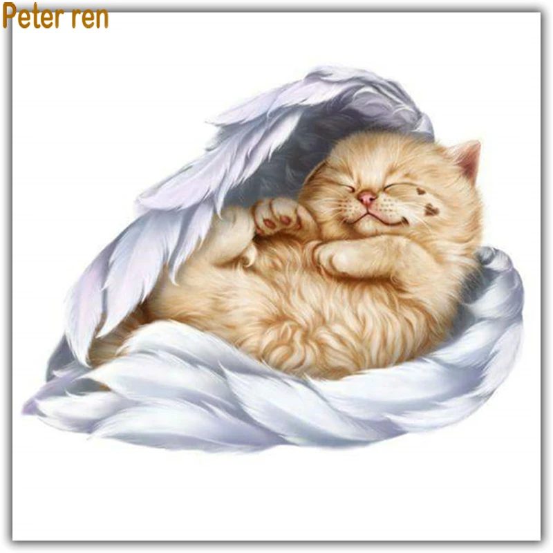 

Diamond painting animal cross stitch kitten 5d Square\Round diamond mosaic Rhinestone craft Full Diamond embroidery Sleeping cat