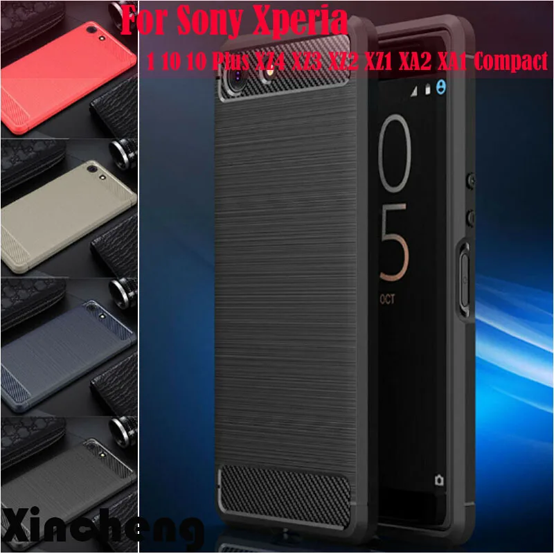 Для Sony Xperia 1 10 Plus XZ4 XZ3 XZ2 XZ1 XA2 XA1 чехол тонкий мягкий бампер из углеродного волокна