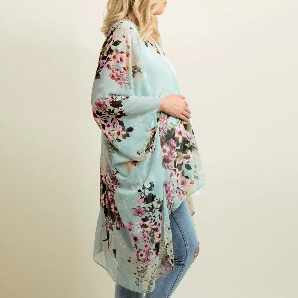 Женские рубашки кимоно богемный кардиган винтажный цветочный принт рубашка свободная шаль вязаная богемная шаль парео Плайя