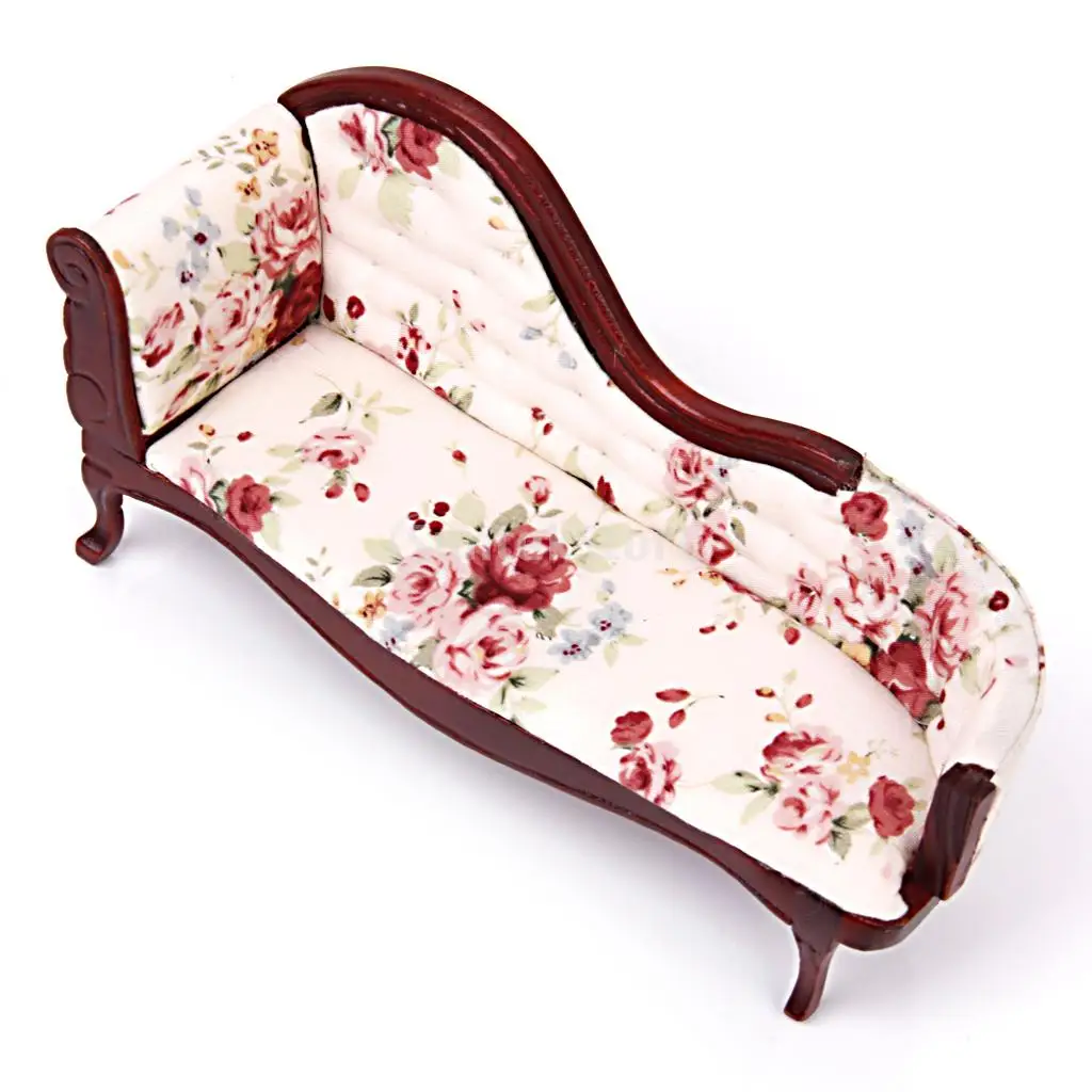 1/12 кукольный домик красное дерево реклайнер миниатюрное мебель хлопок | Игрушки