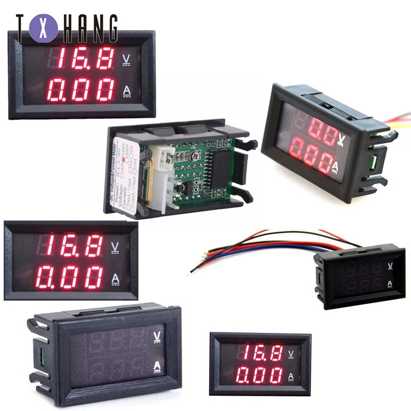 DC 100V 5/10/20/50A Вольтметр Амперметр Красный светодиодный Amp двойной цифровой