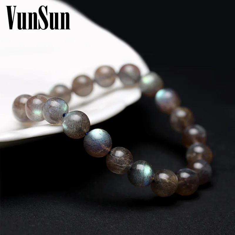 VunSun natural crystal Sri Lanka grey Moonstone Bracelet female birthday Ruili jewelry | Украшения и аксессуары