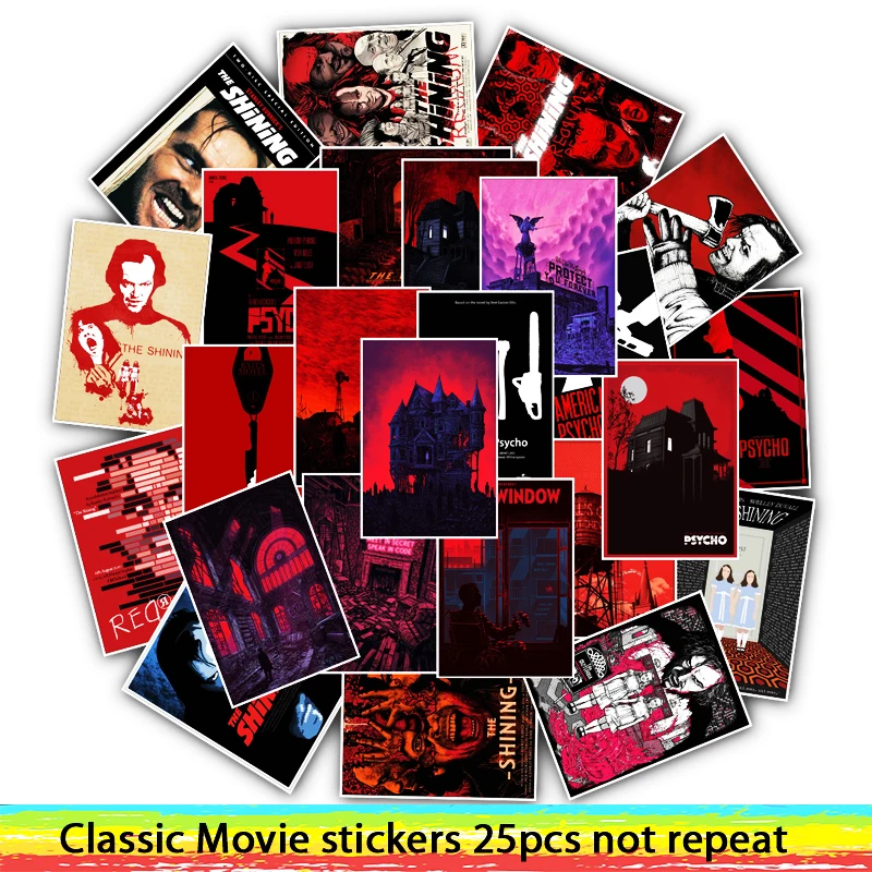 25 шт. Альфреда Хичкока Psycho фильм ужасов/сияющая наклейка s для стайлинга автомобилей мотоцикла багажа крутые забавные наклейки
