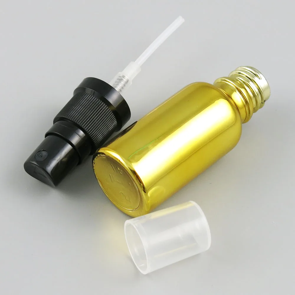 

10pcs x High Quality 10ml 30ml 50ml Portable Gold Glass Essential Oil Bottle With Black Spray For Perfume Using