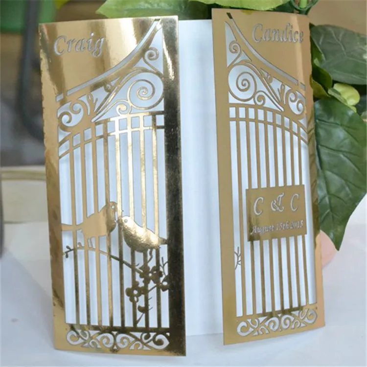

Lovebirds elegant laser cut gatefold custom wedding invitation card