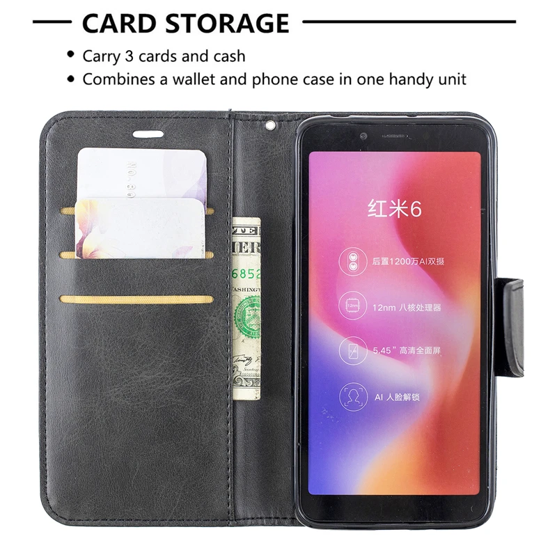 Чехол кошелек для Funda Xiaomi Redmi 5 6 6A 7 чехол из искусственной кожи с магнитной
