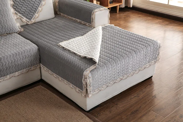 Winter Thicken Plush Sofa Cover Cushion Simple Modern Living Room Pure Color Couch Cover Sofa Towel Home Decoration