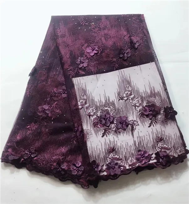 Последняя фиолетовая африканская кружевная ткань вышитая французская дешевая