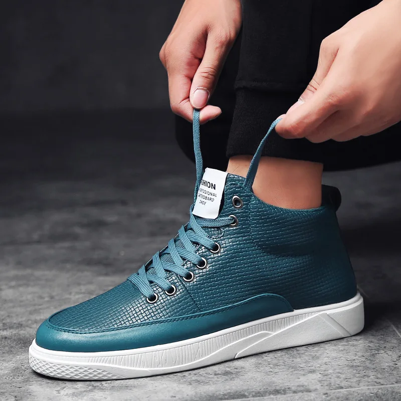 Мужские однотонные высокие кроссовки XEK повседневная обувь на шнуровке Модные