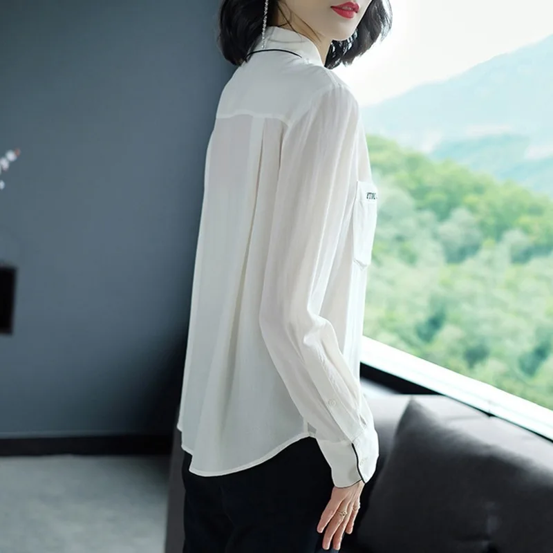 2019 Women Chiffon Blouse Long Sleeve White Tops Turn Down Collar Ladies Office Shirts Business Work Casual Female Blouses Shirt |