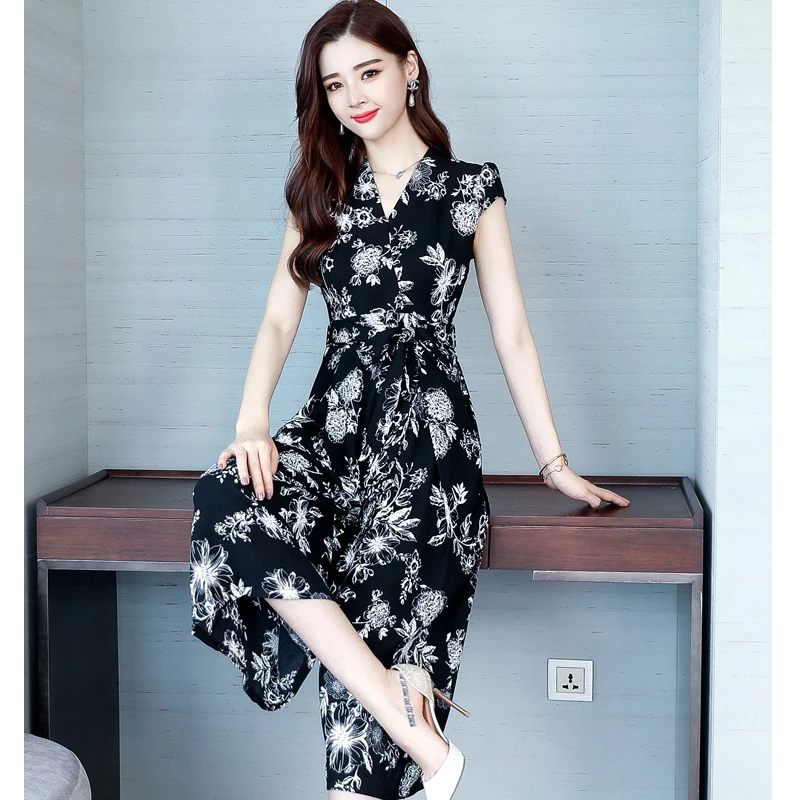 Женский шифоновый комбинезон в стиле бохо Свободный Повседневный с короткими