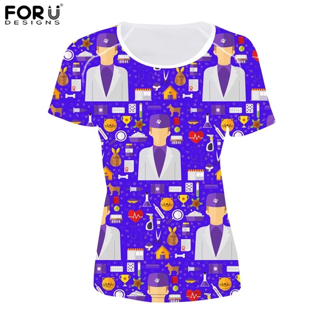 HMG033BV FORUDESIGNS/ветеринарная схема, принт, женские летние футболки с коротким рукавом, тонкие, бодибилдинг, стильная женская одежда, футболка с круглым вырезом - Цвет: HMG033BV