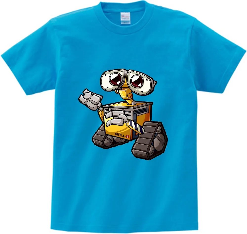 С изображением робота для малышей веселые футболки детей с коротким рукавом